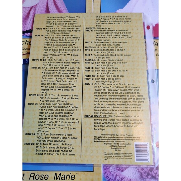 5) Crochet Patterns Bed Girl Doll Outfits TD Creations Collectable Dolls Series - Picture 11 of 11